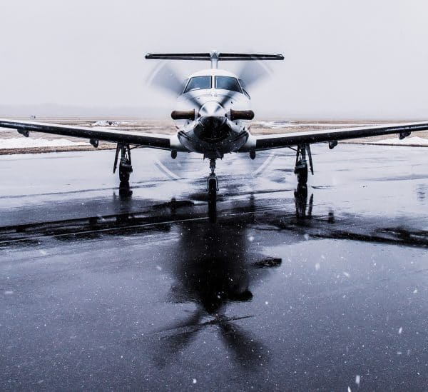 Levaero Aviation aircraft on wet tarmac after signing dealer agreement with Advent Aircraft Systems.