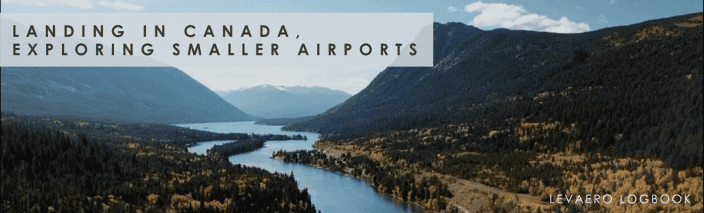 Landing in Canada, exploring smaller airports with scenic mountain views and tranquil waterways.