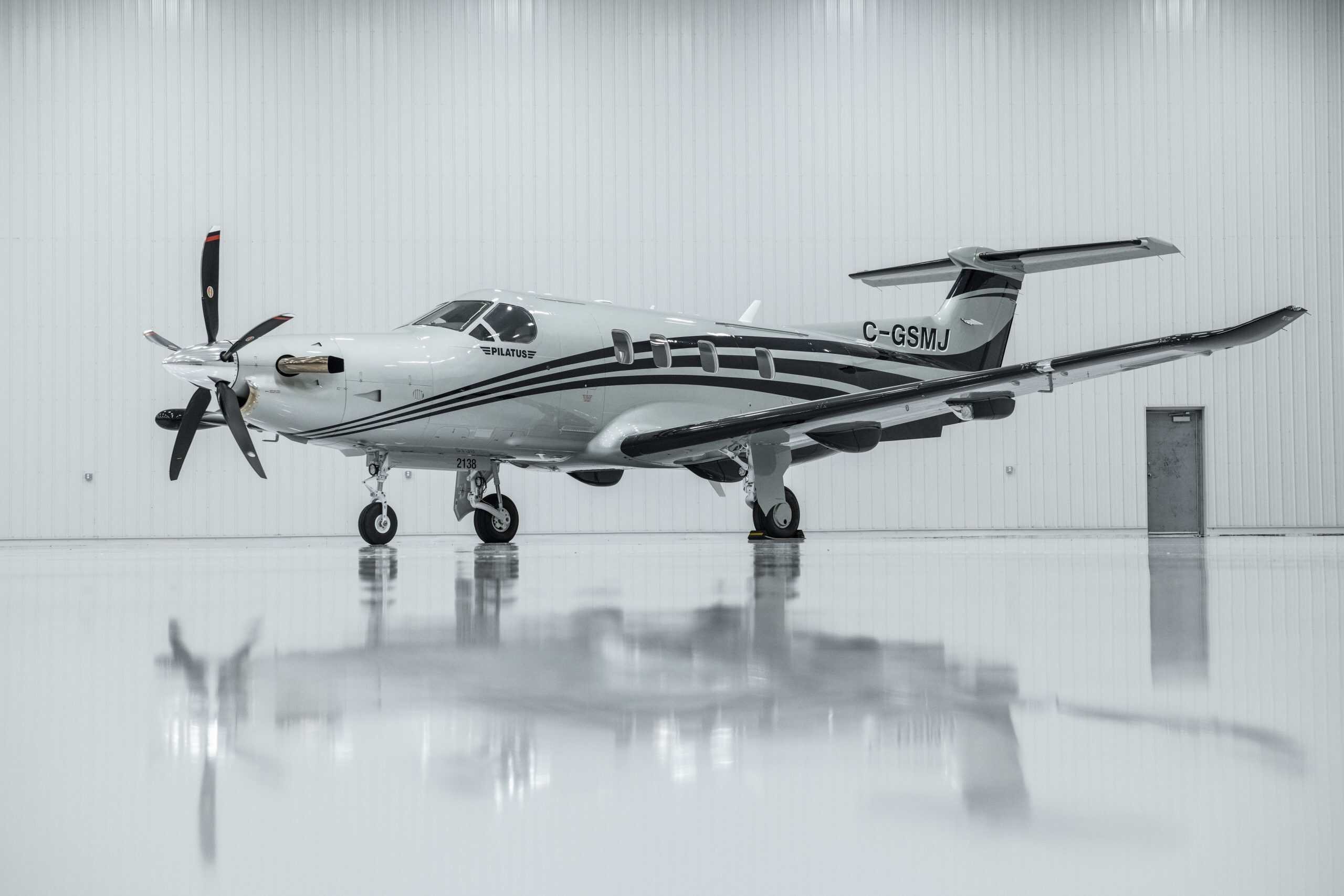 Aircraft image of Pilatus PC-12 NGX at Levaero Aviation facility.