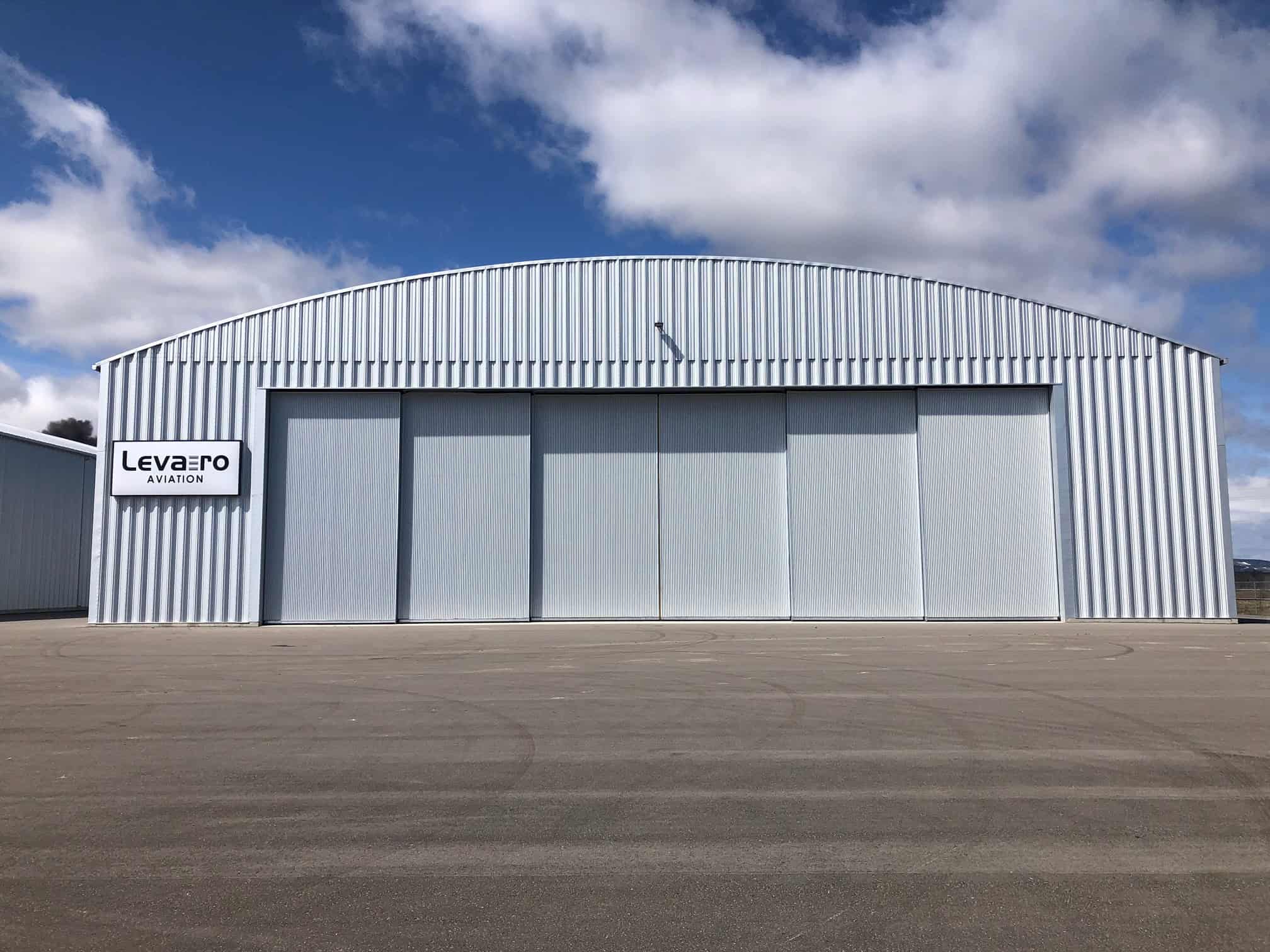Modern aircraft maintenance hangar at Levaero Collingwood facility.