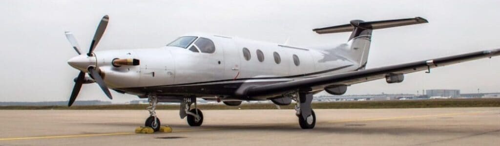 Aircraft exterior of a 2014 Pilatus PC-12 NG for private and corporate use.