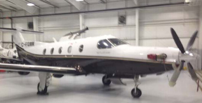 Pilatus PC-12 NG, 2014 model, inside maintenance facility.
