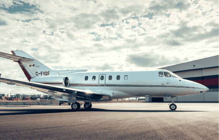 Hawker 800A aircraft from 1990 at Levaero, showcasing private jet excellence.