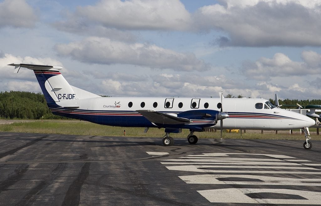 Aircraft exterior of a 1987 Beechcraft 1900C with registration C-FJDF.