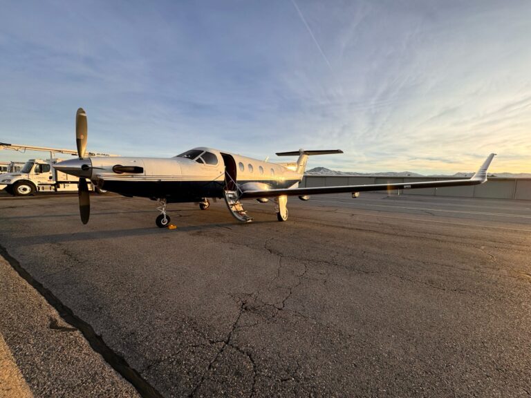 Aircraft exterior of the 2012 Pilatus PC-12 NG on the tarmac.