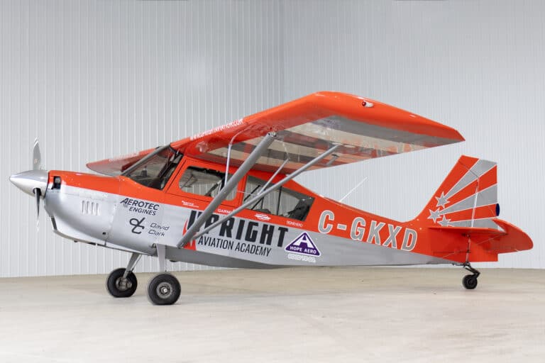 Levaero Super Decathlon 8KCAB with orange and white livery.